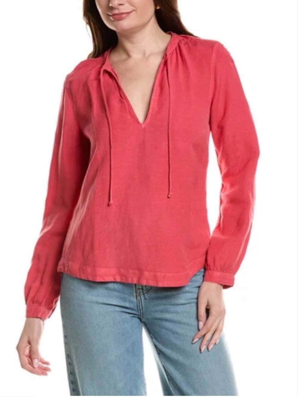NWOT Cloth & Stone Long-Sleeve Linen Blend V-Neck Tunic Top. Size L